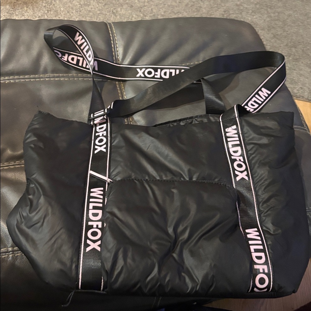 Wildfox Black Tote Bag with pink accents!
